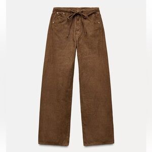 Zara Brown Wide-Leg Corduroy Pants